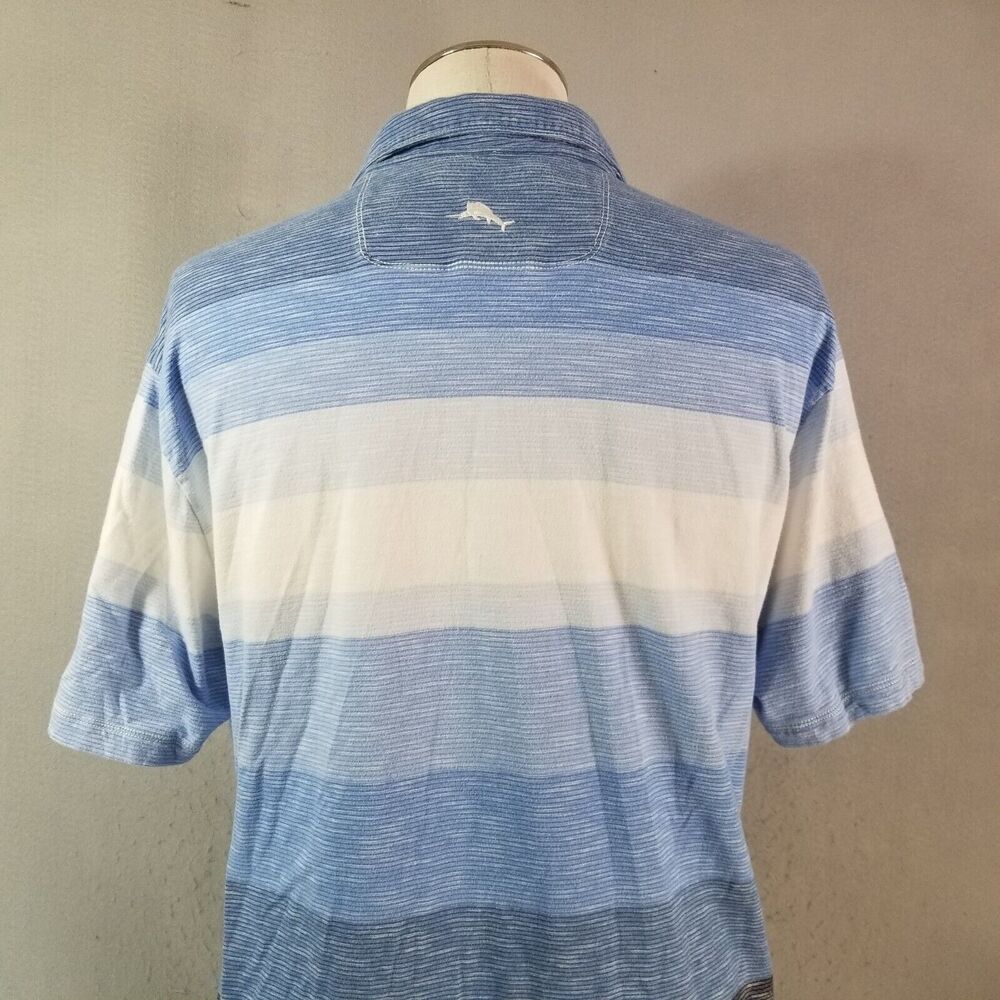 Tommy Bahama polo shirt men's XL extra large blue‎ stripe short sleeve cotton - Picture 8 of 11
